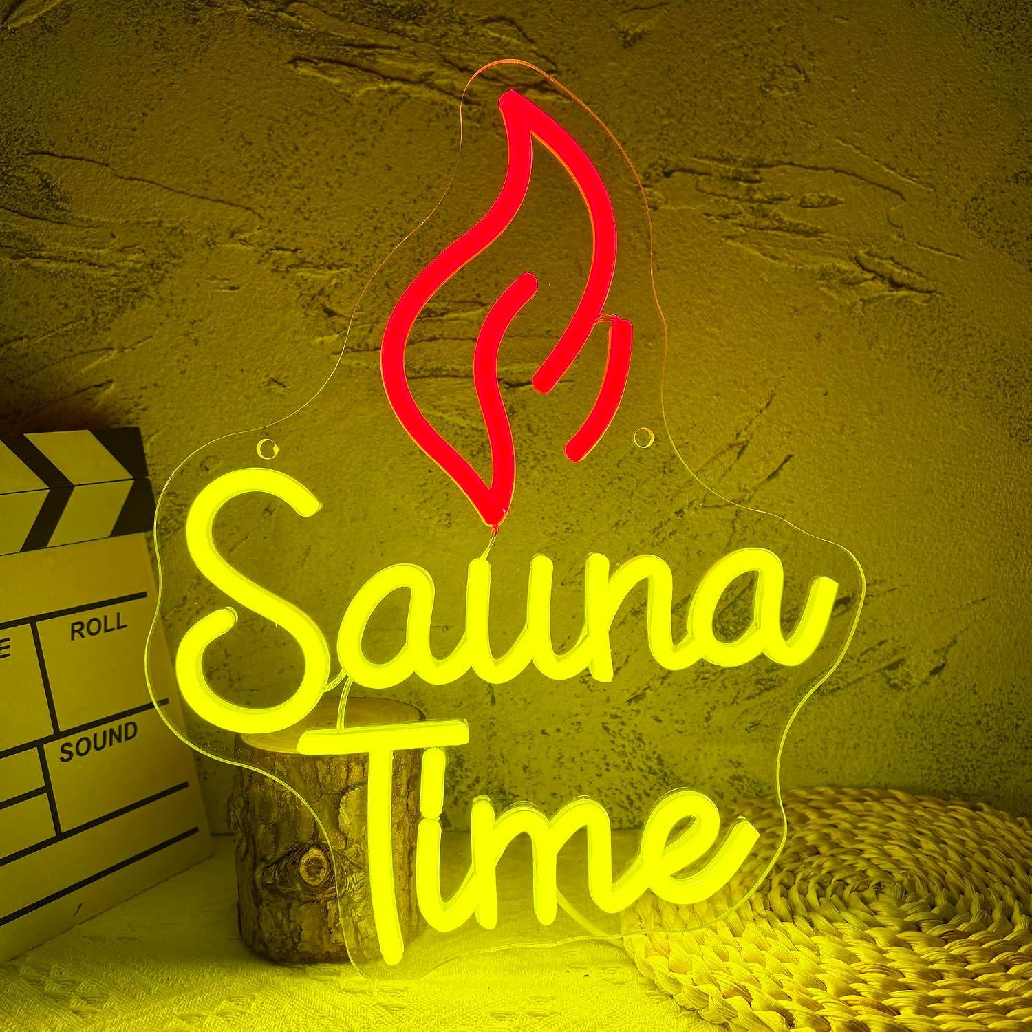 Sauna Home Gym - Enseigne néon Sauna Time, lumières LED