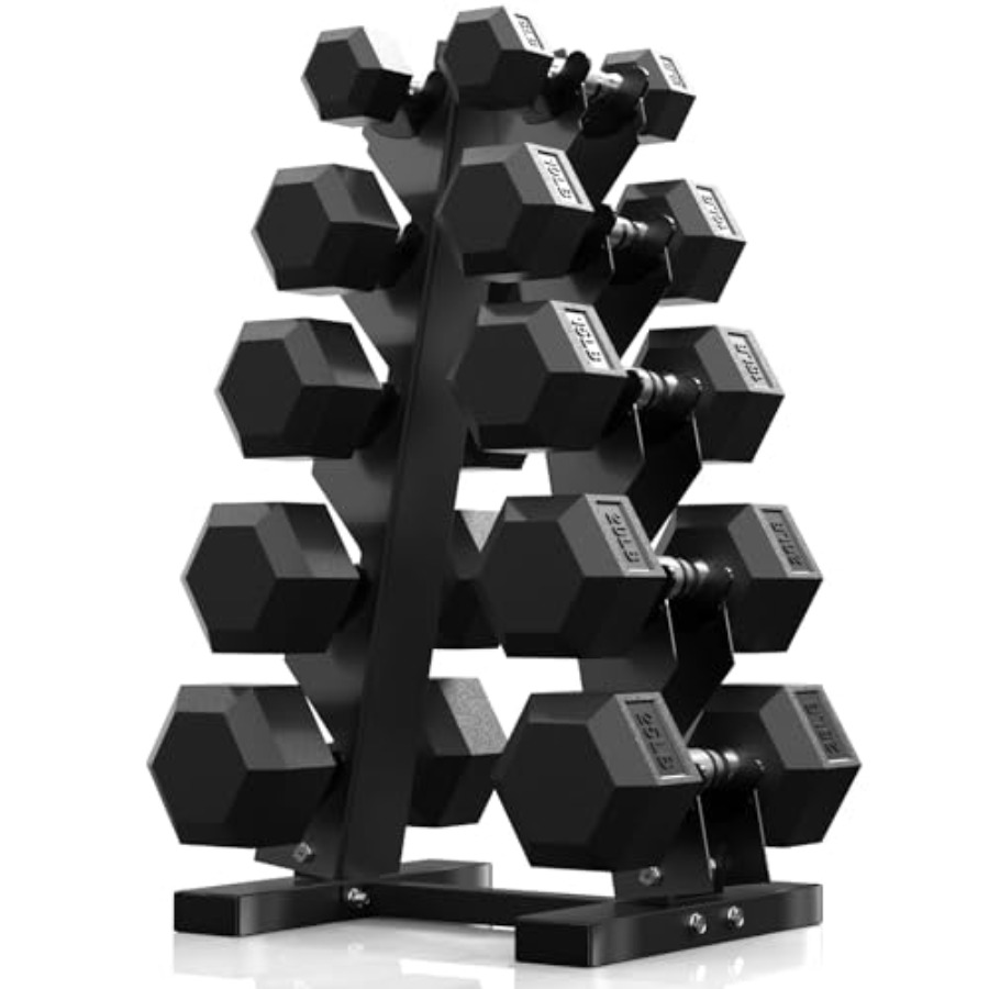 Hex Dumbbell Set - Ensembles d'haltères hexagonaux avec support, 60-550
