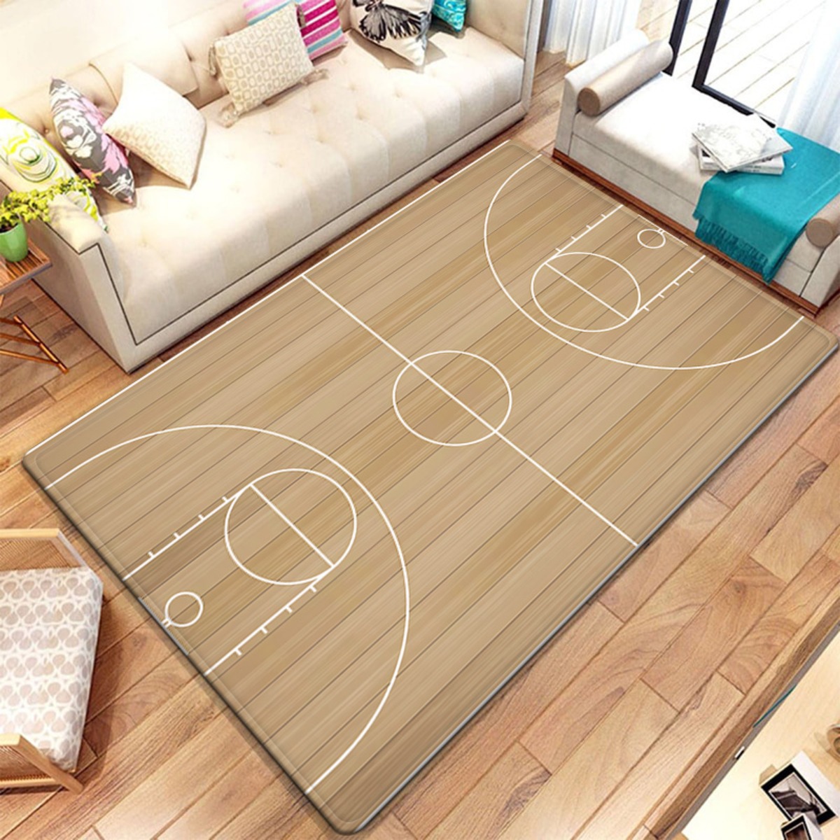 Tapis en peluche design court  - Home Gym And Basketball Court avis et prix