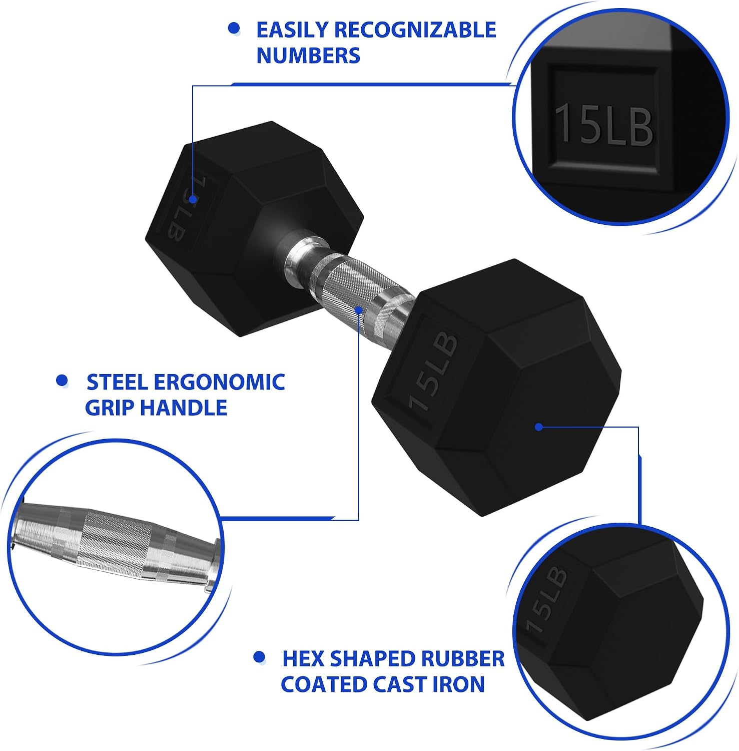 Haltères hexagonaux gainés de  - Hex Dumbbell Set avis et prix